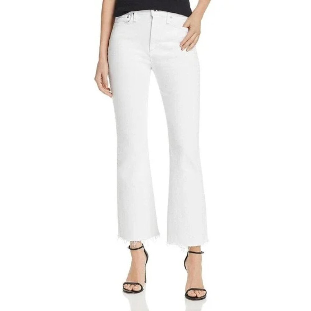 Rag & Bone Nina High-Rise Ankle Flare Raw Hem in White Size 26